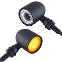 FATECIM 2X Motorcycle LED Front Turn Signals Running Driving Light Heavy Duty Motorbike White Amber Light Blinkers Indicators for Bobber Harley Honda Yamaha Suzuki Kawasaki Cruiser Chopper Black