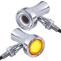 FATECIM 2X Motorcycle LED Front Turn Signals Running Driving Light Heavy Duty Motorbike White Amber Light Blinkers Indicators for Bobber Harley Honda Yamaha Suzuki Kawasaki Cruiser Chopper Chrome