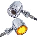 FATECIM 2X Motorcycle LED Front Turn Signals Running Driving Light Heavy Duty Motorbike White Amber Light Blinkers Indicators for Bobber Harley Honda Yamaha Suzuki Kawasaki Cruiser Chopper Chrome
