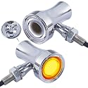 FATECIM 2X Motorcycle LED Skull Front Turn Signals Running Driving Light Heavy Duty Motorbike White Amber Light Blinker Indicator for Bobber Harley Honda Yamaha Suzuki Kawasaki Cruiser Chopper Chrome