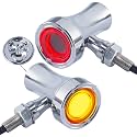 FATECIM 2X Motorcycle LED Skull Tail Lights Turn Signals Running Brake Light Heavy Duty Motorbike Rear Blinker Indicator for Bobber Harley Honda Yamaha Suzuki Kawasaki Cruiser Chopper Chrome