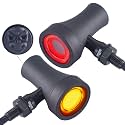 FATECIM 2X Motorcycle LED Skull Tail Lights Turn Signals Running Brake Light Heavy Duty Motorbike Rear Blinker Indicators for Bobber Harley Honda Yamaha Suzuki Kawasaki Cruiser Chopper Black
