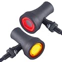 FATECIM 2X Motorcycle LED Tail Lights Turn Signals Running Brake Light Heavy Duty Motorbike Rear Blinker Indicators for Bobber Harley Honda Yamaha Suzuki Kawasaki Cruiser Chopper Black