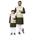 Father & Son Matching Printed Koti Kurta Set