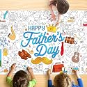 Father’s Day Coloring Tablecloth For Kids, Huge 30x72 Inch Poster With Sports And Tools, Perfect For Family Party Games, Festive Decorations, Interactive Activities, And Celebration Supplies