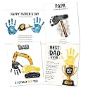 Fathers Day Crafts from Kids - Custom Handprint Set 4, Personalized Best Dad Ever Handprint Kit Family Handprint Craft Keepsake Personalized Fathers Day Dad Gifts from Kids Daughter Son for New Dad