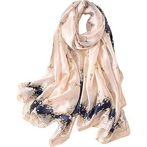 women39s floral printed silk scarf  premium soft lightweight stole amp shawl  fashion neck wrap for wedding evening travel amp daily wear  180 x 90 cm