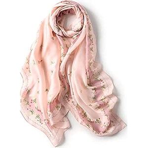 women39s floral printed silk scarf  premium soft lightweight stole amp shawl  fashion neck wrap for wedding evening travel amp daily wear  180 x 90 cm