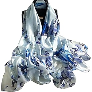 women39s floral printed silk scarf  premium soft lightweight stole amp shawl  fashion neck wrap for wedding evening travel amp daily wear  180 x 90 cm