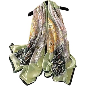 women39s floral printed silk scarf  premium soft lightweight stole amp shawl  fashion neck wrap for wedding evening travel amp daily wear  180 x 90 cm