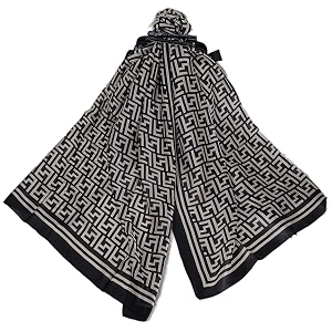 white amp black pattern silk stole for women