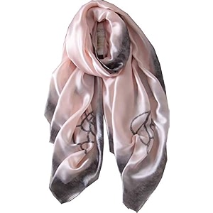 women39s floral printed silk scarf  premium soft lightweight stole amp shawl  fashion neck wrap for wedding evening travel amp daily wear  180 x 90 cm