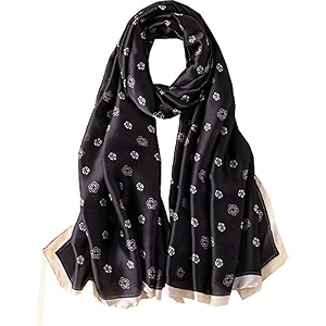 women39s floral printed silk scarf  premium soft lightweight stole amp shawl  fashion neck wrap for wedding evening travel amp daily wear  180 x 90 cm