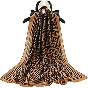 brown amp black pattern silk stole for women