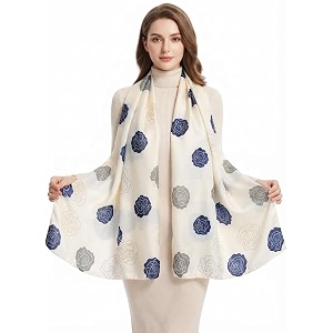 women39s floral printed silk scarf  premium soft lightweight stole amp shawl  fashion neck wrap for wedding evening travel amp daily wear  180 x 90 cm