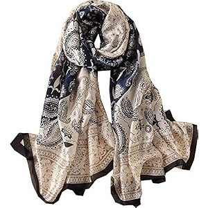 women39s floral printed silk scarf  premium soft lightweight stole amp shawl  fashion neck wrap for wedding evening travel amp daily wear  180 x 90 cm