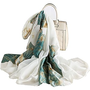 women39s floral printed silk scarf  premium soft lightweight stole amp shawl  fashion neck wrap for wedding evening travel amp daily wear  180 x 90 cm