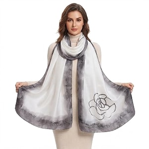 women39s floral printed silk scarf  premium soft lightweight stole amp shawl  fashion neck wrap for wedding evening travel amp daily wear  180 x 90 cm