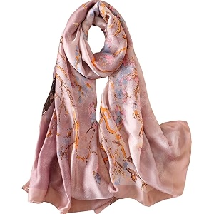 women39s floral printed silk scarf  premium soft lightweight stole amp shawl  fashion neck wrap for wedding evening travel amp daily wear  180 x 90 cm