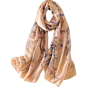 women39s floral printed silk scarf  premium soft lightweight stole amp shawl  fashion neck wrap for wedding evening travel amp daily wear  180 x 90 cm