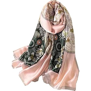 floral printed pure silk stole for women39s girls soft and stylish designer scarves for summer winter seasons perfect for casual wear outings baby pink n dark green 72  36