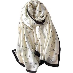 women39s floral printed silk scarf  premium soft lightweight stole amp shawl  fashion neck wrap for wedding evening travel amp daily wear  180 x 90 cm