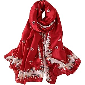 women39s floral printed silk scarf  premium soft lightweight stole amp shawl  fashion neck wrap for wedding evening travel amp daily wear  180 x 90 cm