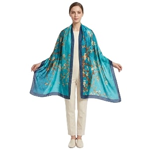 women39s floral printed silk scarf  premium soft lightweight stole amp shawl  fashion neck wrap for wedding evening travel amp daily wear  180 x 90 cm