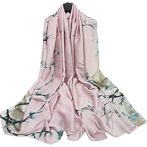 women39s floral printed silk scarf  premium soft lightweight stole amp shawl  fashion neck wrap for wedding evening travel amp daily wear  180 x 90 cm