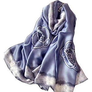 women39s floral printed silk scarf  premium soft lightweight stole amp shawl  fashion neck wrap for wedding evening travel amp daily wear  180 x 90 cm