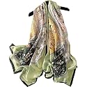 Women's Floral Printed Silk Scarf | Premium Soft Lightweight Stole &amp; Shawl | Fashion Neck Wrap for Wedding, Evening, Travel &amp; Daily Wear | 180 x 90 cm
