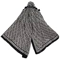 White & Black (Pattern) Silk Stole for Women