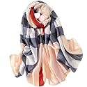 Apricot Color with Red Grey Strips Silk Stole for Women