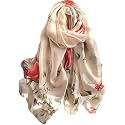 Women's Floral Printed Silk Scarf | Premium Soft Lightweight Stole &amp; Shawl | Fashion Neck Wrap for Wedding, Evening, Travel &amp; Daily Wear | 180 x 90 cm