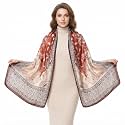 Women's Floral Printed Silk Scarf | Premium Soft Lightweight Stole &amp; Shawl | Fashion Neck Wrap for Wedding, Evening, Travel &amp; Daily Wear | 180 x 90 cm