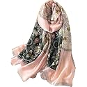 Floral Printed Pure Silk Stole for Women's Girls Soft and Stylish Designer Scarves for Summer Winter Seasons| Perfect for Casual wear Outings (Baby Pink n Dark Green 72 * 36)