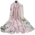 Women's Floral Printed Silk Scarf | Premium Soft Lightweight Stole &amp; Shawl | Fashion Neck Wrap for Wedding, Evening, Travel &amp; Daily Wear | 180 x 90 cm