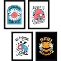 FATMUG Framed Funny Posters Wall Paintings for Home and Office Decor, With Glass, A4 - Set of 4 ,multicolor