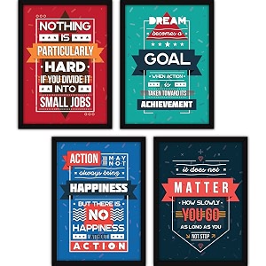 fatmug framed motivational home and office wall posters with glass set 10 four a3 multicolour- set of 4