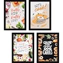 FATMUG Framed Wall Paintings for Room Home Decor - Food Posters With Glass, A4 - Set of 4 ,multicolor