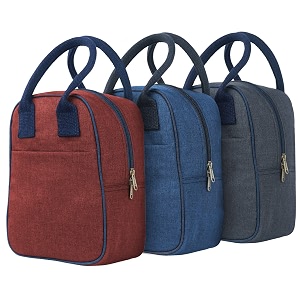 fatmug small lunch bag for office men and women- tiffin bag - set of 3dark grey navyblue maroon