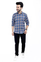 FATTY MOUSE Men Checkered Casual Blue White