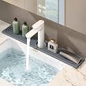 Faucet Mat for Kitchen Sink, Stone Drying Mat for Kitchen Counter, Stone Mat Bathroom, Kitchen Mat, Sink Mat, Water Absorbing Stone Tray for Sink, Bathroom Stone Mat (DARK GREY, 23.6*4")