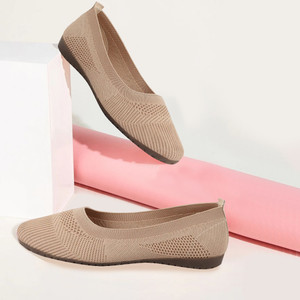 fausto athleisure active wear knitted soft fabric walking slip on ballerina flat women bellies