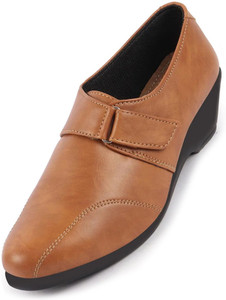 fausto fashion hook and loop formal office platform heel wedges slip on for women