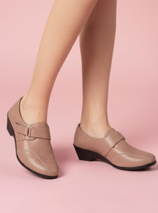 fausto fashion hook and loop formal office platform heel wedges slip on for women