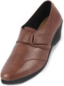 FAUSTO Fashion Hook and Loop Formal Office Platform Heel Wedges Slip On For Women
