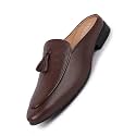 FAUSTO Men39s Back Open Tassle Leather Slip