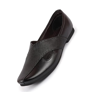 FAUSTO Mens Embossed Ethnic Party Slip On