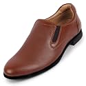 FAUSTO Men Leather Formal Pull-On Shoes